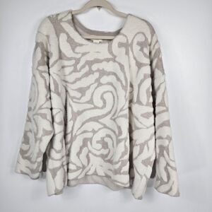 Cynthia Rowley Women's Size 3XL Brown Cream Long Sleeve Fuzzy Sweater